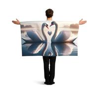 Vortithora Swans-Love-Valentine Flag Cape With Sleeves For Adults, Polyester Wearable Flag Cloak, Lightweight Sports Fan Cape For Game Day, Bar Parties And Street Celebrations