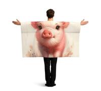 Vortithora Sweet-Little-Piggy-Chomping Flag Cape With Sleeves For Adults, Polyester Wearable Flag Cloak, Lightweight Sports Fan Cape For Game Day, Bar Parties And Street Celebrations