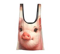 Vortithora Sweet-Little-Piggy-Chomping Reusable Foldable Shopping Bag, Portable Grocery Bag For Daily Use