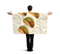 Vortithora Taco Pattern Flag Cape With Sleeves For Adults, Polyester Wearable Flag Cloak, Lightweight Sports Fan Cape For Game Day, Bar Parties And Street Celebrations