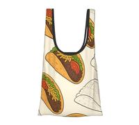 Vortithora Taco Pattern Reusable Foldable Shopping Bag, Portable Grocery Bag For Daily Use