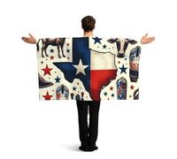 Vortithora Texas-The-Long-Star-Flag Flag Cape With Sleeves For Adults, Polyester Wearable Flag Cloak, Lightweight Sports Fan Cape For Game Day, Bar Parties And Street Celebrations