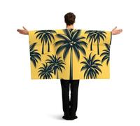 Vortithora Tropical-Beach-Palm-Trees Flag Cape With Sleeves For Adults, Polyester Wearable Flag Cloak, Lightweight Sports Fan Cape For Game Day, Bar Parties And Street Celebrations