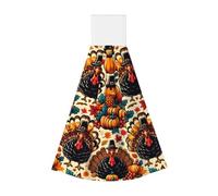 Vortithora Turkey-Pumpkin-Funny-Thanksgiving Hanging Hand Towel Kitchen Towel