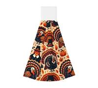 Vortithora Turkey-Pumpkin-Thanksgiving Hanging Hand Towel Kitchen Towel