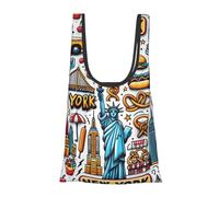 Vortithora Usa-New-York-City Reusable Foldable Shopping Bag, Portable Grocery Bag For Daily Use