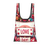 Vortithora Valentine-Cute-Gnomes-Cartoon Reusable Foldable Shopping Bag, Portable Grocery Bag For Daily Use