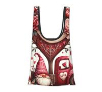 Vortithora Valentine-Gnomes-Truck-Love Reusable Foldable Shopping Bag, Portable Grocery Bag For Daily Use