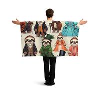 Vortithora Victorian-Era Sloths Flag Cape With Sleeves For Adults, Polyester Wearable Flag Cloak, Lightweight Sports Fan Cape For Game Day, Bar Parties And Street Celebrations
