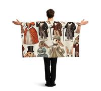 Vortithora Victorian-Era-Sloths Flag Cape With Sleeves For Adults, Polyester Wearable Flag Cloak, Lightweight Sports Fan Cape For Game Day, Bar Parties And Street Celebrations
