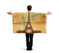 Vortithora Vintage-Paris-British Flag Cape With Sleeves For Adults, Polyester Wearable Flag Cloak, Lightweight Sports Fan Cape For Game Day, Bar Parties And Street Celebrations