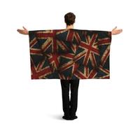 Vortithora Vintage Uk British Flag Flag Cape With Sleeves For Adults, Polyester Wearable Flag Cloak, Lightweight Sports Fan Cape For Game Day, Bar Parties And Street Celebrations