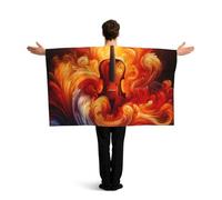 Vortithora Violin-Swirling-Flames Flag Cape With Sleeves For Adults, Polyester Wearable Flag Cloak, Lightweight Sports Fan Cape For Game Day, Bar Parties And Street Celebrations