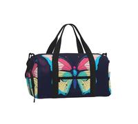 Vortithora Watercolor-Butterfly Sports Duffel Bag with Shoe Compartment