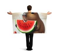 Vortithora Watercolor-Capybara-Eat-Fruit Flag Cape With Sleeves For Adults, Polyester Wearable Flag Cloak, Lightweight Sports Fan Cape For Game Day, Bar Parties And Street Celebrations