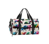 Vortithora Watercolor-Splash-Cow Sports Duffel Bag with Shoe Compartment | Water-Resistant Fabric, Luggage Sleeve, Adjustable Strap, Inner Zipper Pocket, Good For Sport, Gym, Yoga