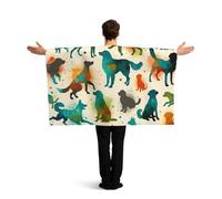 Vortithora Watercolor-Splash-Dog Flag Cape With Sleeves For Adults, Polyester Wearable Flag Cloak, Lightweight Sports Fan Cape For Game Day, Bar Parties And Street Celebrations