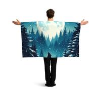 Vortithora Wolf-Howling-Forest Flag Cape With Sleeves For Adults, Polyester Wearable Flag Cloak, Lightweight Sports Fan Cape For Game Day, Bar Parties And Street Celebrations
