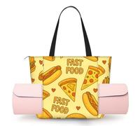 Vortithora Women Cartoon Junk Food Pattern Yoga Mat Bag Gym Tote