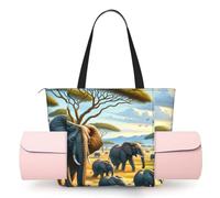 Vortithora Women Elephant-African-Journey Yoga Mat Bag Gym Tote