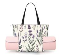 Vortithora Women Lavender-Flower-Pattern Yoga Mat Bag Gym Tote