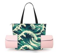 Vortithora Women Powerful-Ocean-Wave Yoga Mat Bag Gym Tote