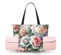 Vortithora Women Romantic-Flower-Garden Yoga Mat Bag Gym Tote