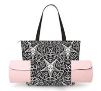 Vortithora Women Satanic-Sigil-Baphomet-Pentagram Yoga Mat Bag Gym Tote