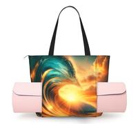 Vortithora Women Stunning-Ocean-Wave-Sunset Yoga Mat Bag Gym Tote