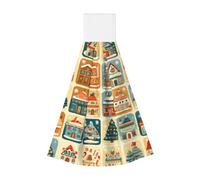Vortithora Xmas-Gingerbread-Houses Hanging Hand Towel Kitchen Towel
