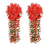Vortiva 2Pcs Artificial for violet Hanging Flower Vine Silk Vortiva | Realistic Silk Petals, Green Leaves, Adjustable Shape, for ideal For Home, Garden, Patio, Wedding Decor