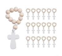 Vortiva Wooden Rosary Set 6 Pack Handmade Beads Cross | 6-pack handmade wood beads, natural finish, for silver cross pendant, compact 10.1cm, ideal for group gifts