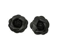 vortixia 2pcs PU Leather Rose Flower Winter Boots Wedding Sandals Black Shoe Clips Pair Removable Shoe Buckle