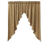 VORTTA Burlap Look Swag Curtains Soft Half Window Rustic Natural Tan Kitchen Curtains Valance and Swags 63 inch Length, 2 Panels