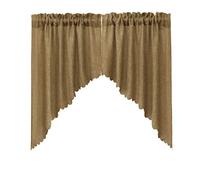 VORTTA Burlap Look Swag Curtains Soft Half Window Rustic Natural Tan Kitchen Curtains Valance and Swags 36 inch Length, 2 Panels