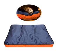 VORX Dog Bed Large, Durable Waterproof Pillow Cushion Mattress Removable And Washable Cover Navy Blue & Orange 90 Cm X 61 Cm X 10cm, 1% Sale Value will be Donated to Children's Hospital Sheffield