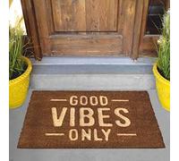 VORX Door Mat Large PVC Backed Coir Entrance Heavy Duty Door Mat 70cm X 45cm Indoor Outdoor Front Door Main Door Bedroom Shops Offices Gyms GOOD VIBES ONLY.