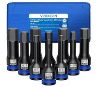 VORXEON 10pcs 1/2 Impact Hex Socket Set en 42CRMO Heavy Duty Allen Key Socket Set 1/2 Drive for Impact Wrench 5mm 6mm 8mm 10mm 12mm 14mm 16mm 17mm 18mm 19mm with Storage Case