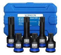 VORXEON 6PC 1/2" Drive Impact XZN Bit Socket Set 42CRMO Steel, M14 M16 M18 Sizes Impact Triple Square Spline Bit Socket Set for Garage & Auto Repair Mechanical