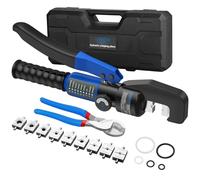 VORXEON 8 Ton Hydraulic Crimping Tool Set with 9 Dies 4-70mm²（12AWG-2/0AWG） 10in Cable Cutter, for Professional Use, Suitable for Crimping Terminals of Electrical Cables in Various Sizes