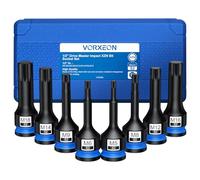 VORXEON 8pc 1/2in Drive Impact Spline Bit Socket Set en S2 Steel Drive Impact Triple Square Spline Bit Socket Set M5 M6 M7 M8 M9 M10 M12 M14 M16 M18 with Storage Case for Electric Pneumatic Wrenches