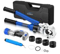 VORXEON 8T Hydraulic Plumbing Crimping Tool Kit Professional Pipe Crimper 4 Dies TH16-TH32 with 360 Degree Rotating Head Include Pipe Cutter for Aluminum-Plastic Pipes PEX PB Pipe etc