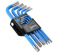 VORXEON 9PCS Star Wrench Key Set T10-T50 Metric Long Arm Torx Key Set | 6150CRV Steel 3 Smallest S2 Color-Coded Sizes L-Shape + Star End Oxidized Anti-Rust for Bike Repair Furniture Assembly DIY