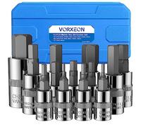 VORXEON Allen Key Socket Set Metric Allen Hex Bit Socket Set 2MM-14MM,for car Work Change Brakes,50BV30 CR-V Drive Socket and S2 Alloy Steel Bit with Storage Case, 3 Sizes 1/4 3/8 1/2 Inch,