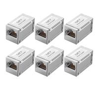 VORXEON Cat7 inline coupler 6pc 10Gbps/600MHz RJ45 Female to Female Ethernet Coupler, Full Metal Shell, STP Shielded Network Extender, Compatible with Cat7/ Cat6a/ Cat6/ Cat5e, for Home and Office