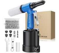 VORXEON Pneumatic Rivet Gun Set 4 Sizes (2.4mm（3/32"）-4.8mm（3/16"）), 1408KGF Pulling Force, 500PC Aluminum Rivets Air Riveter Ideal for DIY, Garage, and Automotive Use
