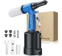 VORXEON Pneumatic Rivet Gun Set 4 Sizes (2.4mm/3/32-4.8mm/3/16), 1408KGF Pulling Force, Air Riveter Ideal for DIY, Garage, and Automotive Use