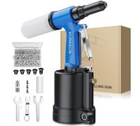 VORXEON Pneumatic Rivet Gun Set 5 Sizes (2.4mm/3/32-6.4mm/1/4), 1780KGF Pulling Force, 500PC Aluminum Rivets Air Riveter Ideal for DIY, Garage, and Automotive Use