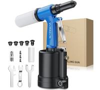 VORXEON Pneumatic Rivet Gun Set 5 Sizes (2.4mm/3/32-6.4mm/1/4), 1780KGF Pulling Force, Air Riveter Ideal for DIY, Garage, and Automotive Use