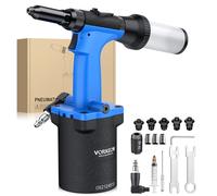 VORXEON Pneumatic Riveter Kit, Heavy Duty Air Rivet Gun for 2.4mm, 3.2mm, 4mm, 4.8mm,6.4mm Rivets, Professional Pop Riveter Tool for Car Repair, Self-Suction Design